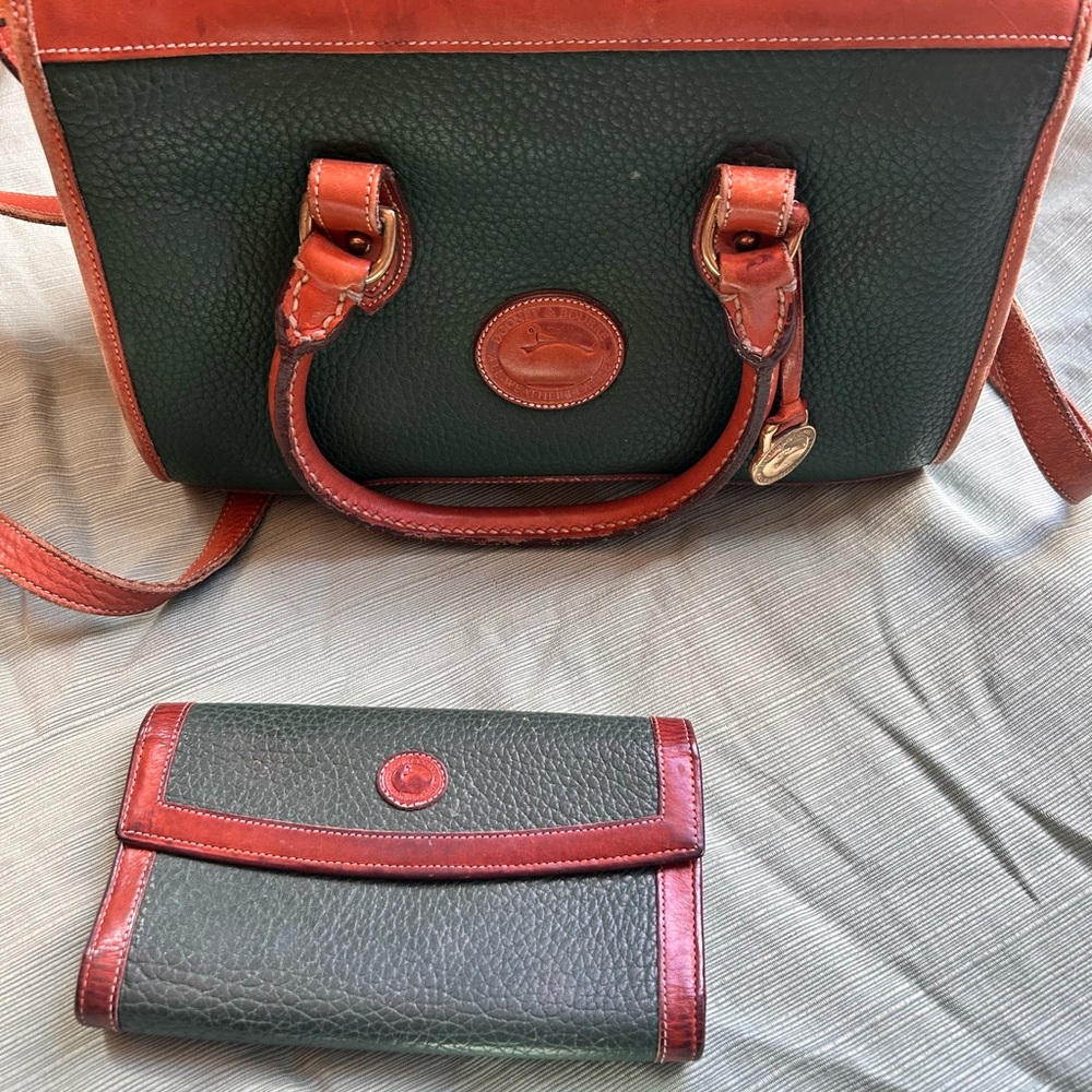 Dooney & Bourke Green and Brown Leather Purse & Wallet